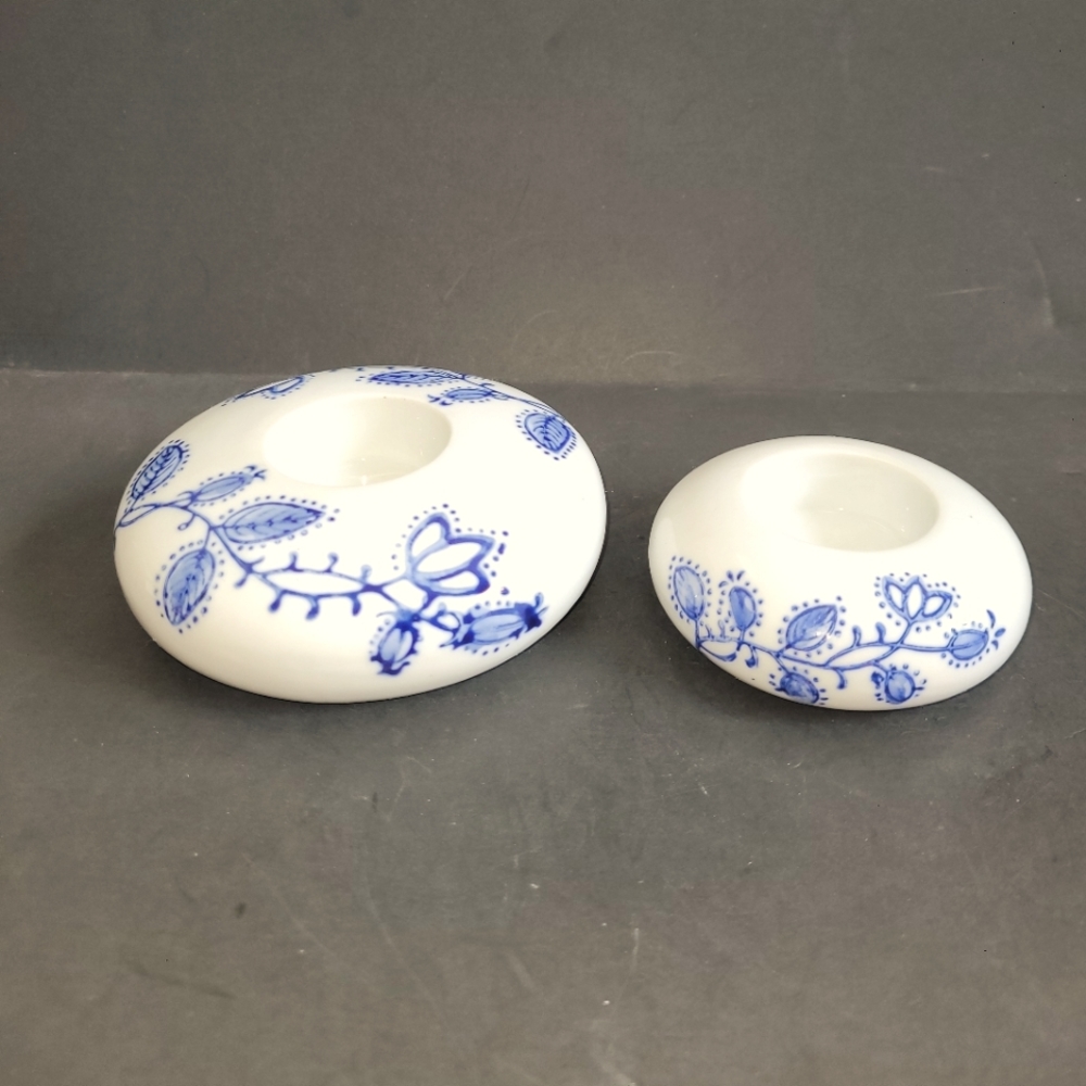 Blue and white floral tealight holders